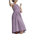 thumbnail image 7 of Sleeveless Women's Formal Midi Dress Cotton Linen Halter Criss Cross Back Dress with Bow Perfect for Cocktail Parties and Casual Outings, 7 of 7