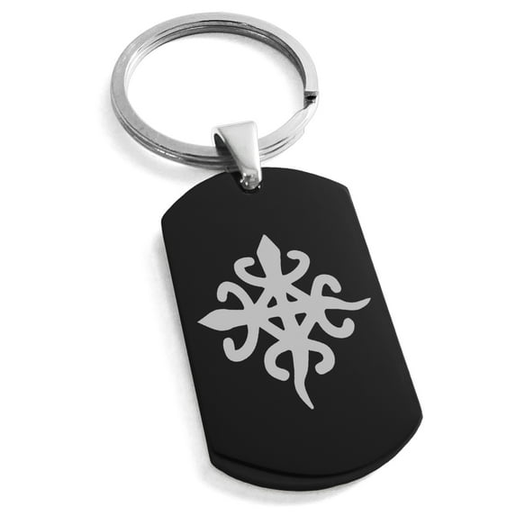 Stainless Steel Aztec Unity Rune Engraved Dog Tag Keychain Keyring