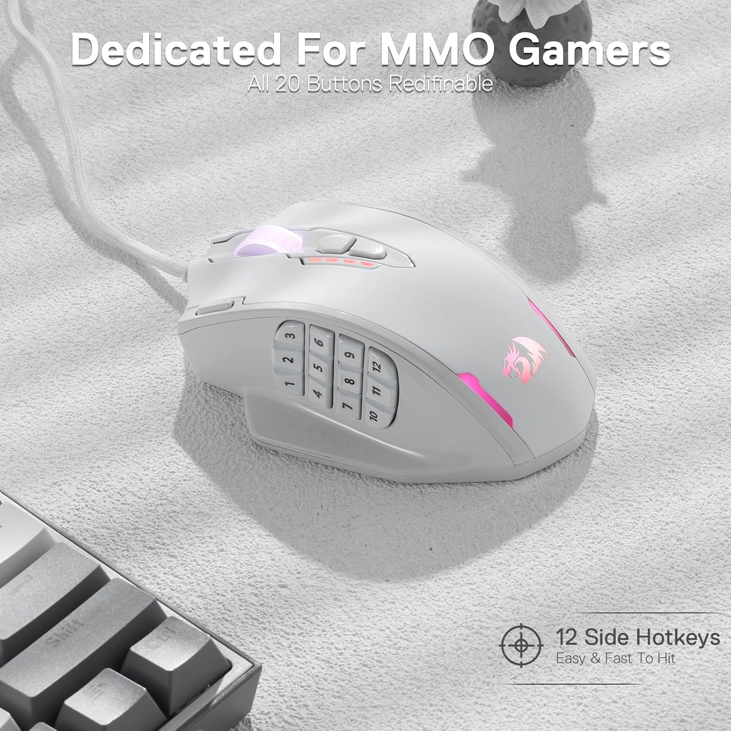 Redragon M908 Impact RGB LED MMO Gaming Mouse – 12 Side Buttons, 12,400 DPI