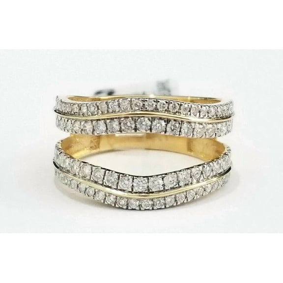2 Ct Round Cut Moissanite Guard Wrap Enhancer Ring 14k Yellow Gold Plated