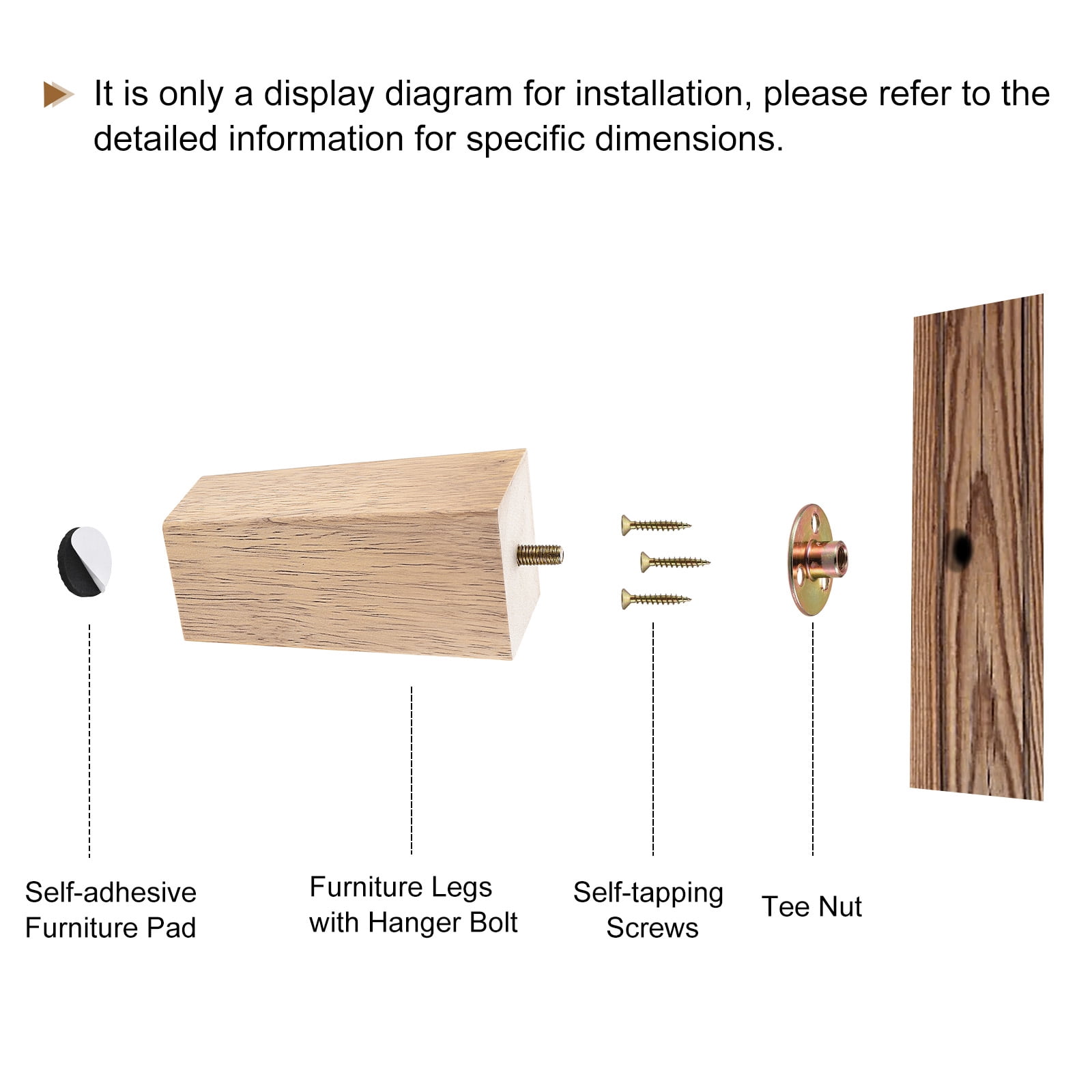 Unique Bargains Wooden Square Tapered Furniture Legs for Sofa and Couch Wood 150mm Height
