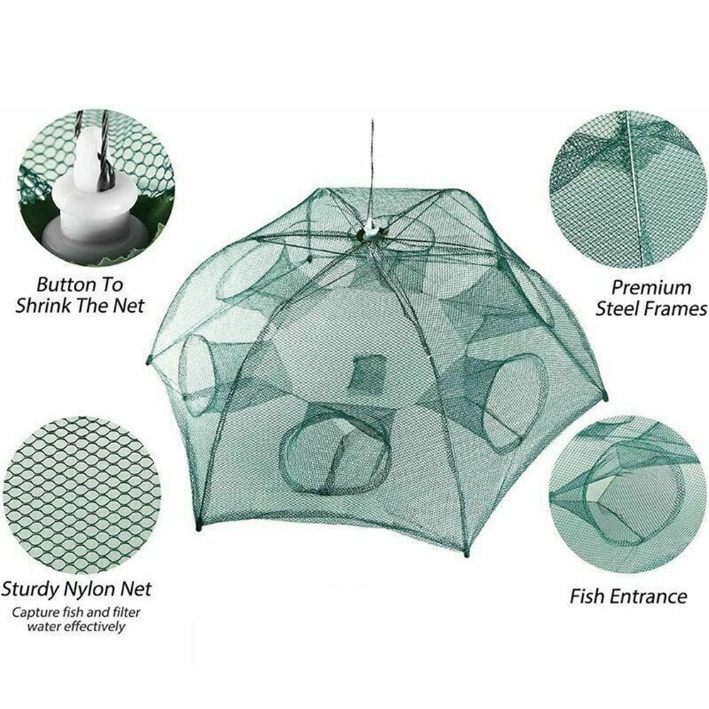 Foldable 6 Hole Fishing Bait Trap Crab Net – Amazingforless