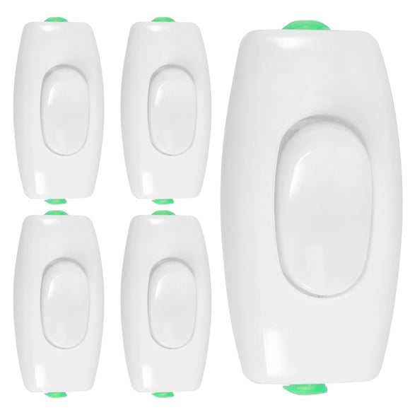 LEEYNEER 5Pcs Lamp Switch Replacement Plastic White Simple Design Inline Cord Control