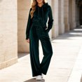 thumbnail image 2 of RongHuan Women Sweatsuits Set Velvet 2 Piece Tracksuit Trendy Long Sleeve Cropped Hoodie and Sweatpants with Drawstring, 2 of 9