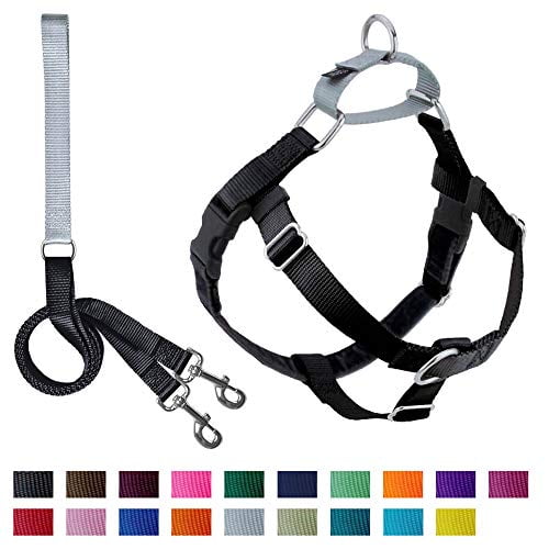 2 Hounds Design Freedom No-Pull Dog Harness with Leash | X-Small - XX-Large Adjustable Pet Harness for Small and Large Breeds | Made in USA (1 Medium Black)