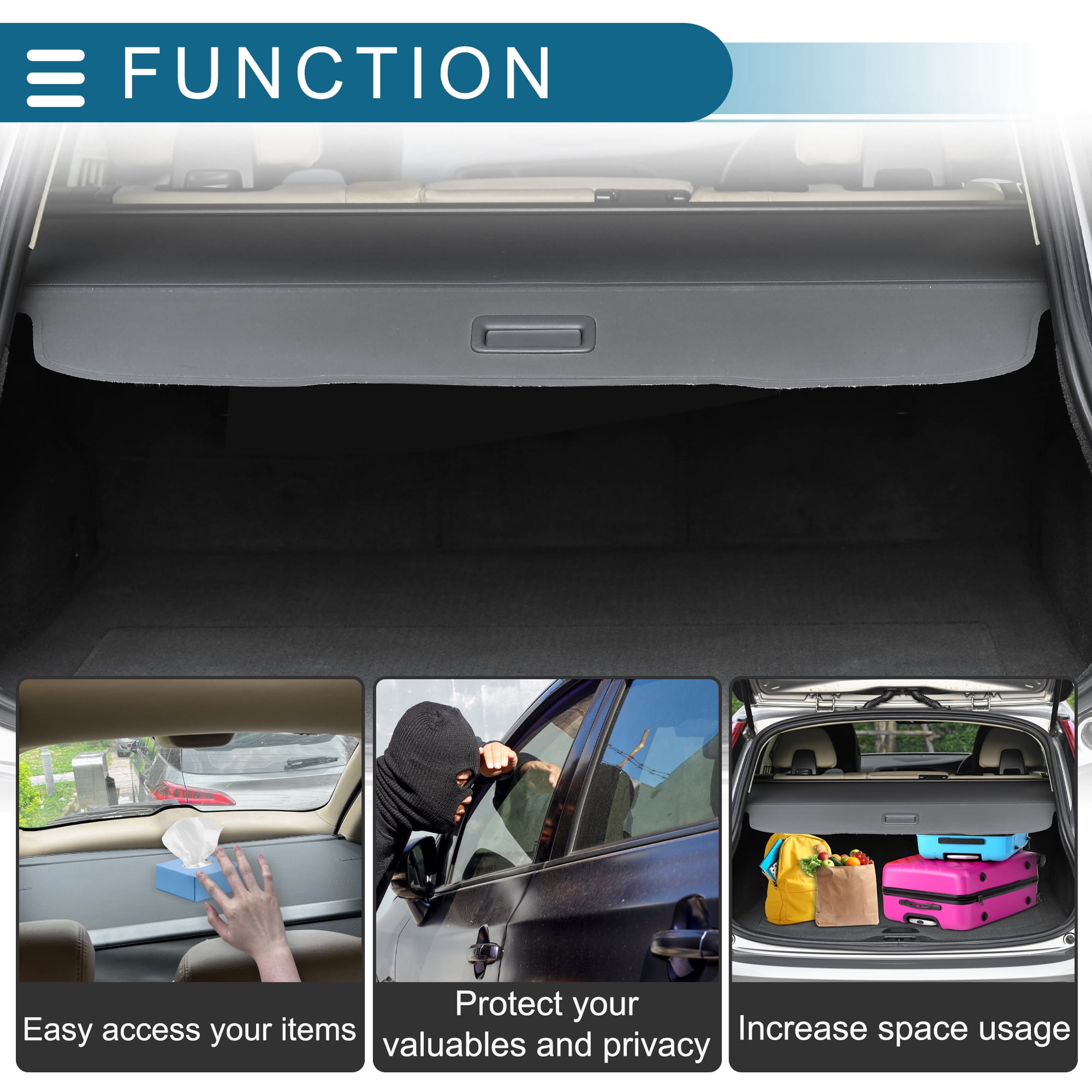 Unique Bargains Retractable Cargo Cover for Ford Explorer 2022-2025 Rear Trunk Screen