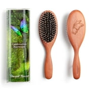 Desert Breeze Distributing 100% Pure Boar Bristle & Nylon Pin Hair Brush PWC Pear Wood Handle