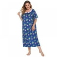 thumbnail image 3 of POINTERTECK Robe de Nuit Douillette à Manches Courtes pour Femmes, Encolure Carrée, Imprimée, Grande Taille, Robes de Maison pour Femmes TG-4TG, 3 of 5