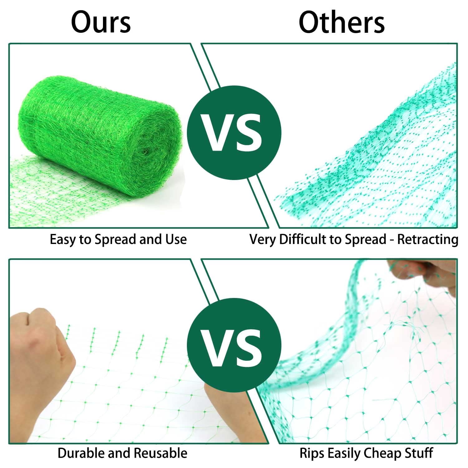 Garden Netting, 7 x 65.6 FT Bird Netting for Garden Protection, Green Deer Netting for Plants Fruit Trees Vegetables from Birds, Squirrels, Other Animals