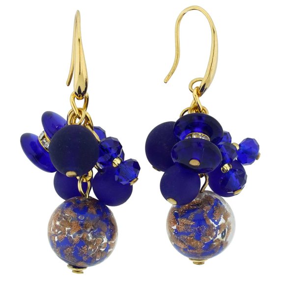 GlassOfVenice Murano Glass Stardust Charms Earrings - Blue