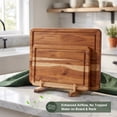 thumbnail image 4 of ZOVANO 2pcs Teak Wood Cutting Board Set with Fast Drying Stand Storage, 4 of 10