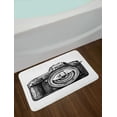 thumbnail image 2 of Camera Bath Mat, Sketch Retro Photo Device Capturing Memories Classic Old Times Print, Plush Bathroom Decor Mat with Non Slip Backing, 29.5" X 17.5", Black and White, by Ambesonne, 2 of 2