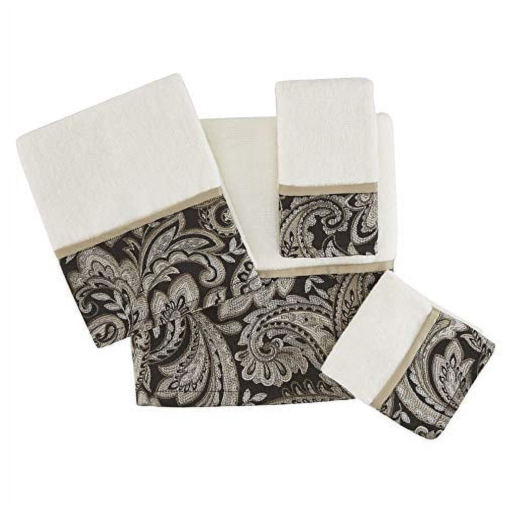 Madison Park Bathroom Towels, Soft Cotton Towel Set, Jacquard Bath Towels, Black/White, 6-Piece
