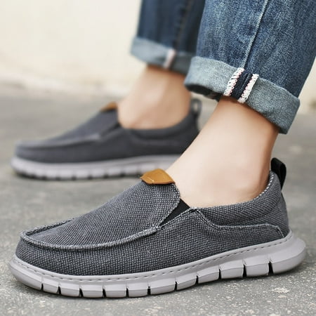 Sneakers Men s Shoes Casual Canvas Loafers Solid Color Slip On Flats Classic Comfortable Large Size Soft Breathable Male Shoes (black 39)
