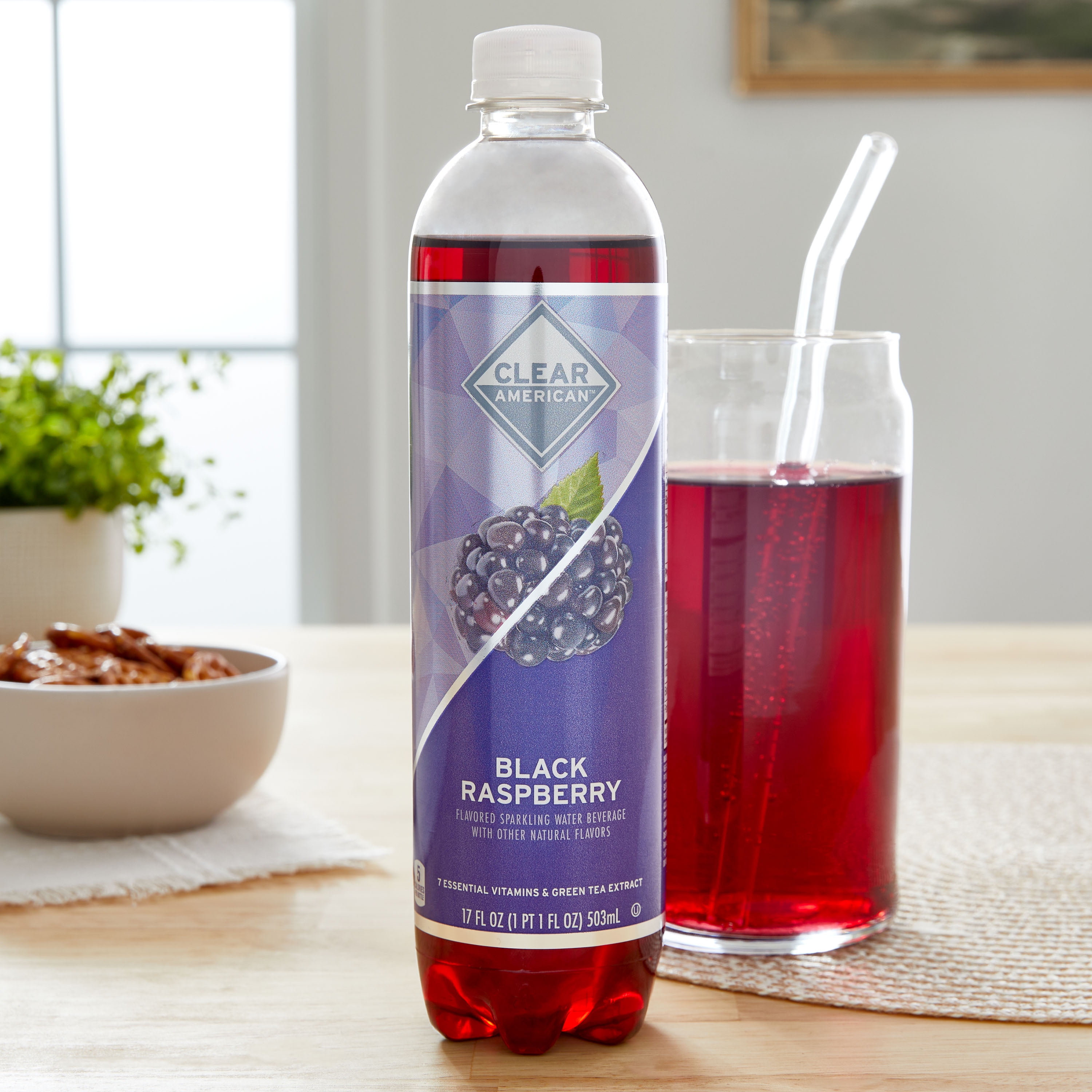 Clear American Black Raspberry Sparkling Water, 17 fl oz Bottle