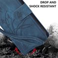 thumbnail image 4 of Leather For iPhone 14 Plus Case Orchids&Butterflies Embossed 3-card  Flip Wallet Leather Case With Card Holder Magnetic Closure  Phone Cases Cover,Blue,For iPhone 14 Plus, 4 of 7