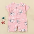thumbnail image 2 of HCNTES Baby Children Unisex Short Sleeve Jumpsuit Romper Toddler Kids Soft Pajamas Sleepwear Loungewear for Spring Summer(L01-Pink,6-12 Months), 2 of 4