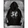 thumbnail image 2 of Unisex Y2K Zip Up Hoodie Oversized Gothic Punk Hooded Sweatshirt Casual Baggy Hooded Jacket Emo Alternative Clothes, 2 of 4