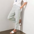 thumbnail image 5 of Casual Pants for Women Drawstring Side Button Straight Leg Summer Pants with Pockets, 5 of 6