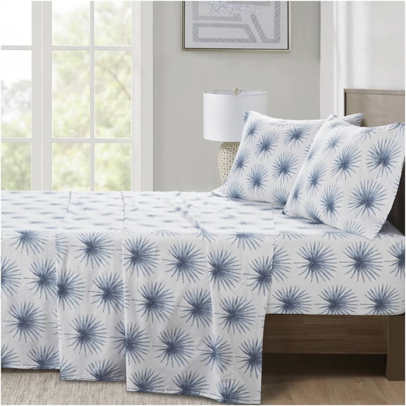 JERFIT 200 Thread Count Printed Cotton Percale Sheet Set, Full Size, 4-Piece, Multi-Color, Breathable & Soft Bedding