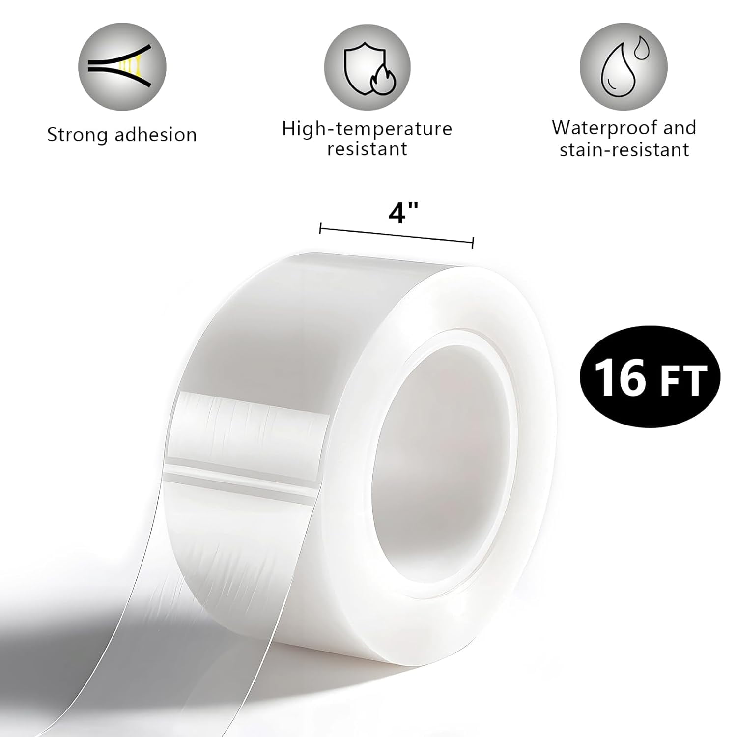 Heavy Duty Repair Tape 4" x 16ft – Strong Waterproof Patch for Tent, Awning, Sail, Boat Cover, Vinyl, Canvas, Outdoor Gear – Tear Proof, Weatherproof Adhesive Repair Tape (4'' x 16ft)