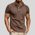 thumbnail image 2 of Men Polo Shirt Beefy Stretch Tops Dressy Short Sleeve Lightweight Jogging Tshirts Textured Shirt Men Work Khaki M, 2 of 8