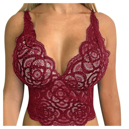 

Zuwimk Sports Bras For Women Women s Bras EcoSeamfree Rib Molded Cup Plunge Bralette Red XXL