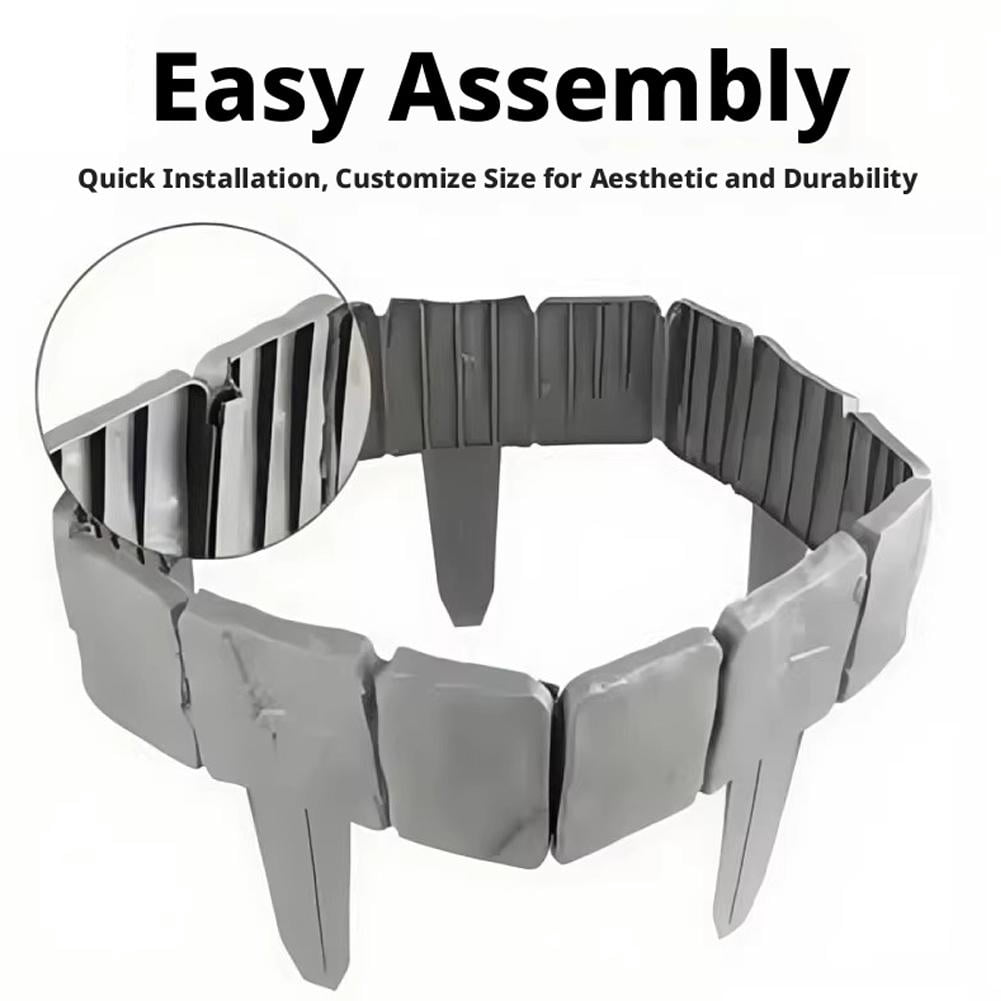 20pcs Interlocking Garden Landscape Border Fence with Stone Look Plastic Lawn Edging