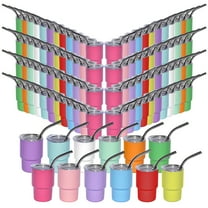 AGH 48 PACK 3oz Sublimation Shot Glasse Mini Tumbler with Lid and Straw Blanks Mini Wine Tumbler Stainless Steel Tumblers Cups Bulk for Sublimation Oven Printing, Assorted 12 Colors