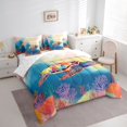 thumbnail image 3 of Manfei Kawaii Sea Turtle Bedding Comforter Set 7pcs for Boys, Ink Watercolor King Bedding Sets, Ocean Marine Coral Reversible Bed Sheets, Luxury Bedroom Decor, 3 of 7