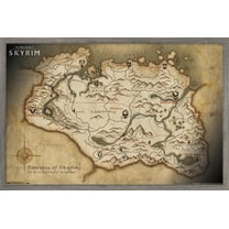 The Elder Scrolls V: Skyrim - Map Wall Poster, 14.725" x 22.375" Framed