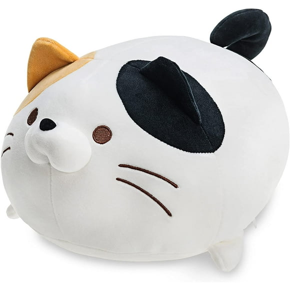 Super Soft Cat Plush Toy, Fluffy Chubby Kitty Stuffed Animal, Adorable Plush Cat Pillow for Kids or Home Decor (White, 13'')