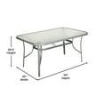 thumbnail image 4 of BizChair Commercial Grade 35" x 59" Rectangular Patio Table with Tempered Glass Top with Umbrella Hole and Steel Tube Frame in Silver, 4 of 12