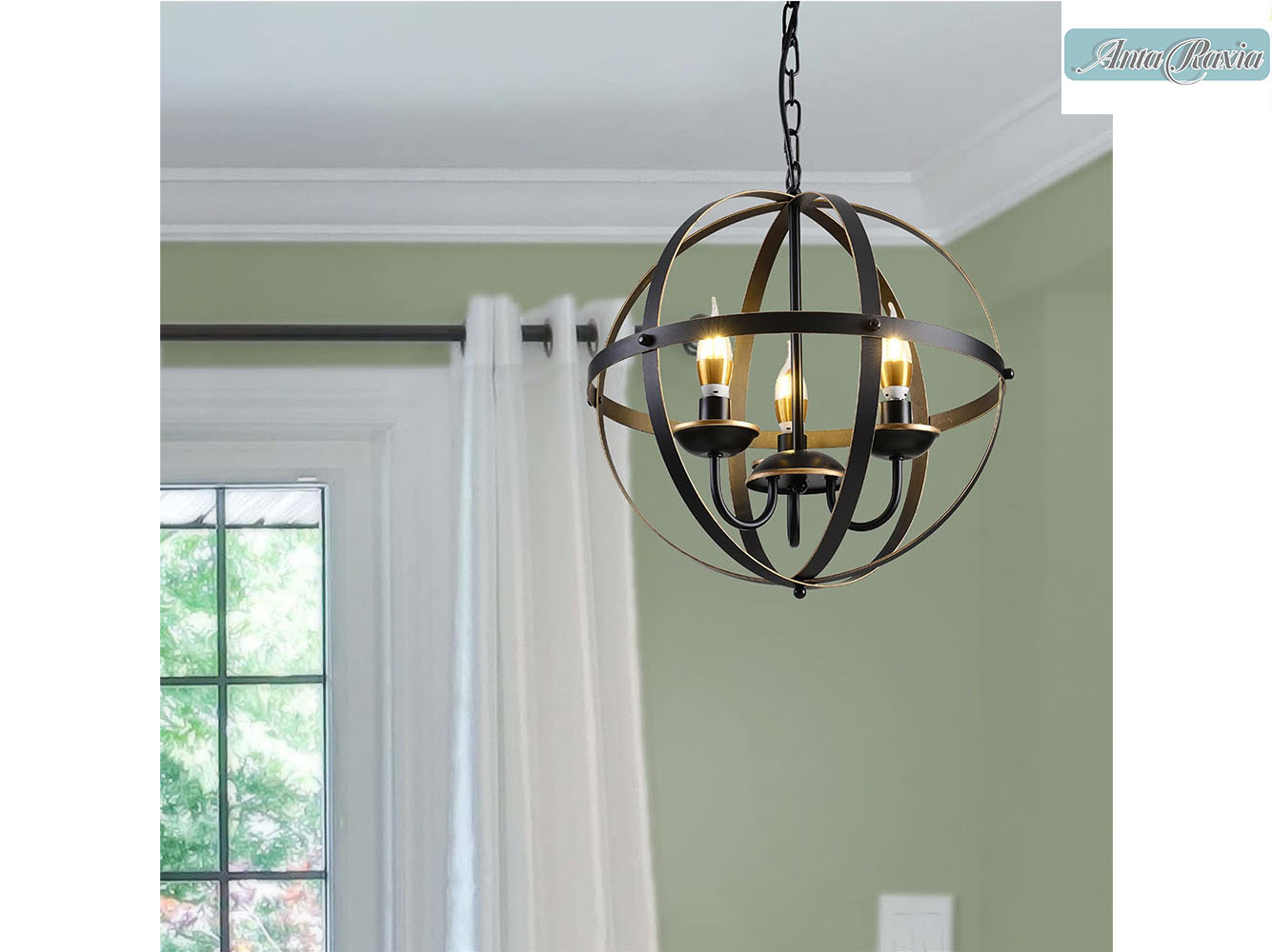 Farmhouse Light Fixtures,Flush Mount Ceiling Chandelier Lamp with Metal