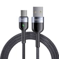 thumbnail image 2 of Essager 3A Type-c Cable de carga Cable de sincronización de datos de teléfono móvil Nylon trenzado con indicador LED, Negro, 0.5m Inevent EL5316-01, 2 of 7