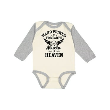 Inktastic Handpicked for Earth by My Abuela in Heaven with Angel Wings Boys or Girls Long Sleeve Baby Bodysuit