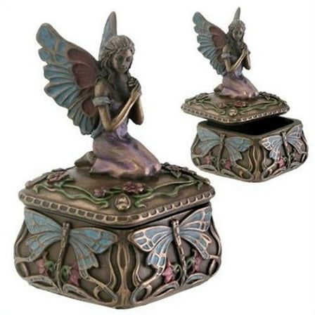 Ebros Art Nouveau Dragonfly Whisperer Fairy Fae Secret Jewelry Box 3.5"H Trinket