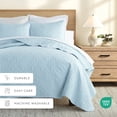 thumbnail image 5 of Lightweight Wrinkle Resistant Quilt Sets in Pale Blue Damask for Twin/Twin-XL Size Bedding by Comfort Canopy, 5 of 10