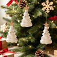 thumbnail image 5 of Flocked Christmas Tree Ornaments Velvet Mini Hanging Xmas Decor with Gold Star Holiday Party Decoration, Multicolor, 4.33 In, 5 of 7
