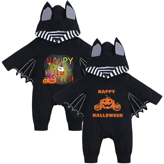ibiyuan Halloween Sibling Matching Bat Wing Jumpsuit Set Light Up Chest Pattern Soft Stretch Hooded Onesie Twin Toddler Autumn Holiday Family Photo Outfit