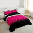 thumbnail image 3 of Manfei Modern Geometric Aesthetic Bedding Comforter Set,Stripes Lines Twin Comforter Sets,Pink Black Bedding Set For Children,Microfiber Bedroom Decor Reversible,2 Pieces, 3 of 8