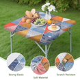 thumbnail image 4 of Decorative Floral Print Square Tablecloth with Elastic Border, 36x36 Inch Boho Design for Card Tables and Patio Dining Settings, 4 of 6