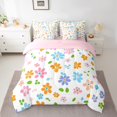 thumbnail image 2 of Manfei Colorful Floral Bedding Comforter Set 7 Pieces for Kids, Cherry Blossoms Full Bedding Set, Cartoon Theme Reversible Fitted Sheet Flat Sheet, Super Cozy Room Decor, 2 of 7