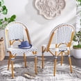thumbnail image 2 of SAFAVIEH California Outdoor Patio Side Chair, White/Navy, Set of 2, 2 of 11