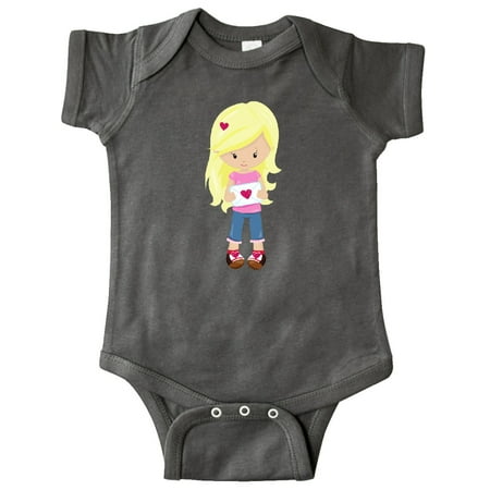 

Inktastic Valentine s Day Girl Blonde Hair Girl In Love Gift Baby Girl Bodysuit