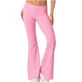 thumbnail image 5 of safuny Women's Yoga Legging Skinny Floor Pants Teen Holiday Solid Color Elastic Waist Trendy Trousers Casual Stretch Workout Streetwear Clearance Girls Hot Pink M, 5 of 7