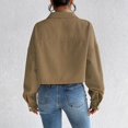 thumbnail image 4 of Corduroy Jacket Women, Yigetop Womens Cropped Corduroy Jacket Loose Button Down Long Sleeve Shacket Coat Jackets for Women Trendy Khaki L, 4 of 9