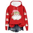 thumbnail image 5 of Yteetum Christmas Hoodies for Women Oversized Christmas Santa Claus Print Long Sleeved Fleece Hooded Sweatshirts Pullover Tops Womens Xmas Graphic Loose Drop-Shoulder Fleece Hoodies Fall Winter, 5 of 5
