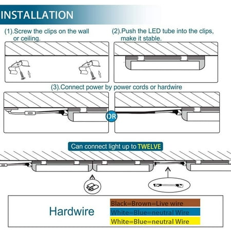 Led Light 2ft 20w 2500lm 5000k T8 Fixture Clear Cover Ceiling And Utility Linkable Lights For Room Garage Workbench Warehouse 2 Pack Canada Led Light 2ft 20w 2500lm 5000k, How To Install Led Light Fixture In Garage