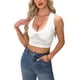 thumbnail image 1 of INSPIRAR CHIC Top de Mujer Sin Mangas de Encaje Floral con Escote en V Profundo, Top Corto de Cami Transparente L Blanco, 1 of 6